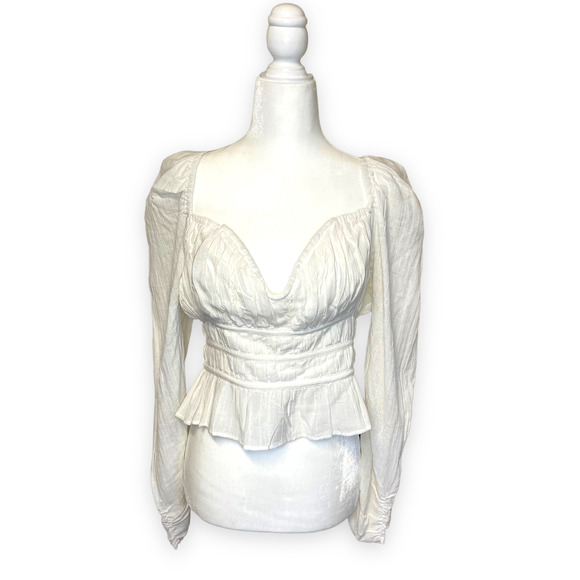 Free People White Chloe Top Puff Long Sleeve Blouse - Picture 6 of 16